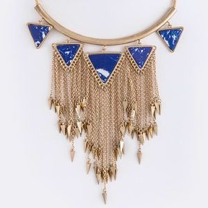 Arrow triangle lapiz blue tassels  necklace new